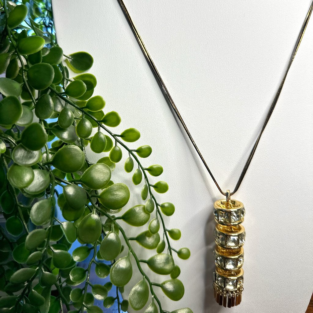 Christian Siriano Long Rhinestone Necklace Clear 32$